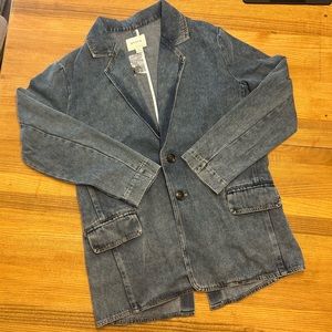 HYFVE Medium Wash Blue Denim Blazer Size S